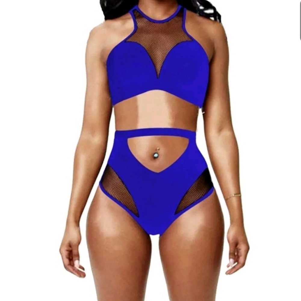 Sale NWT 🧜♀️PINK QUEEN Sheer panels 2 piece swim suit - Picture 4 of 5